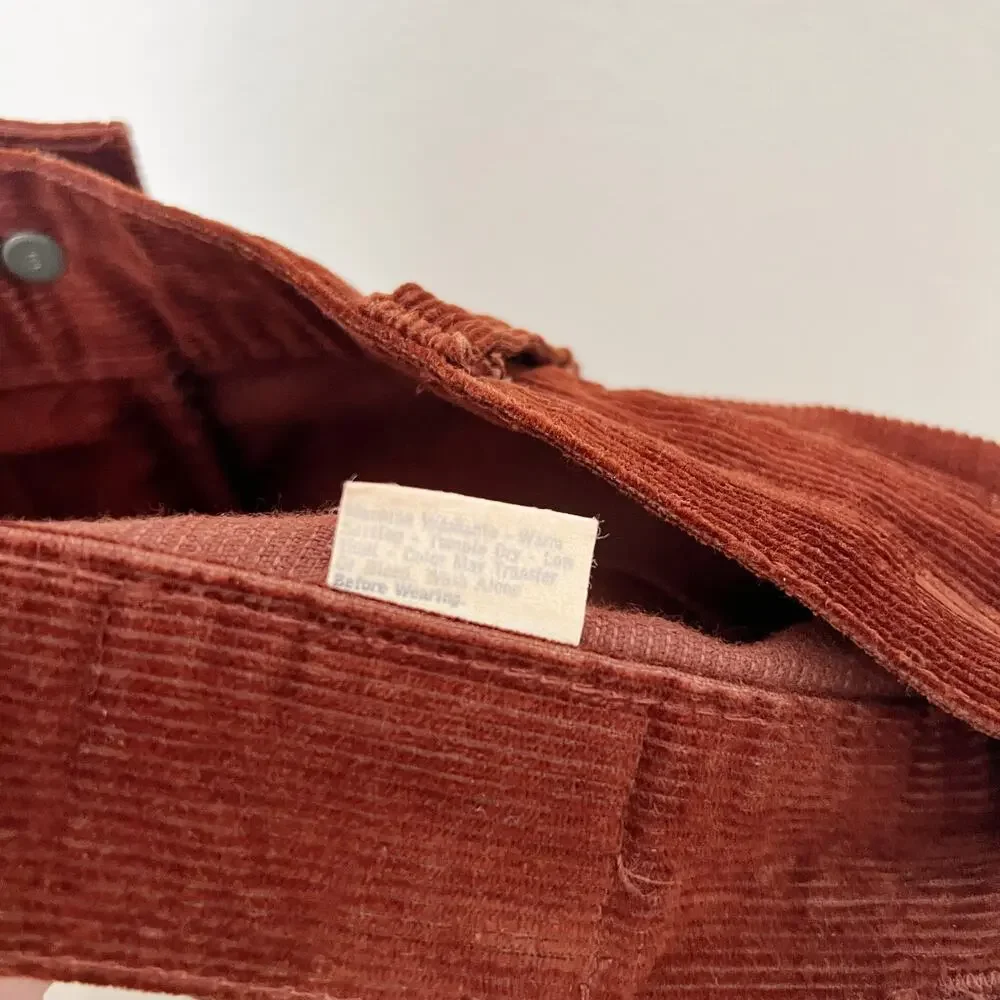 [Vintage] 70s Levi's Rust Brown High Rise Corduroy Flared Bell Bottoms Size 26